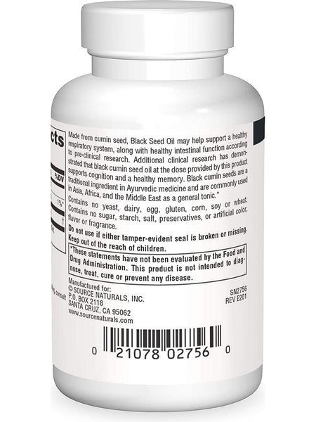 Source Naturals, Black Seed Oil 500 mg, 60 softgels