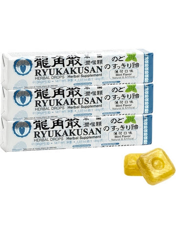 ** 6 PACK ** Solstice, Ryukakusan, Herbal Drop, Stick Type, Mint, 11 drops