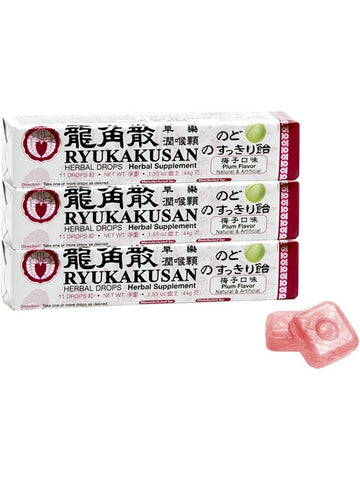 ** 6 PACK ** Solstice, Ryukakusan, Herbal Drop, Stick Type, Plum, 11 drops