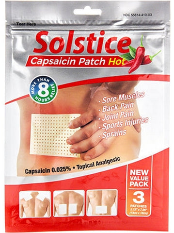 Solstice, Capsaicin Patch Hot, 3 Patches (5.12 x 7.96 Inches Each)