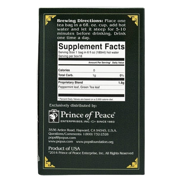 Prince of Peace, Peppermint Green Tea, 18 teabags