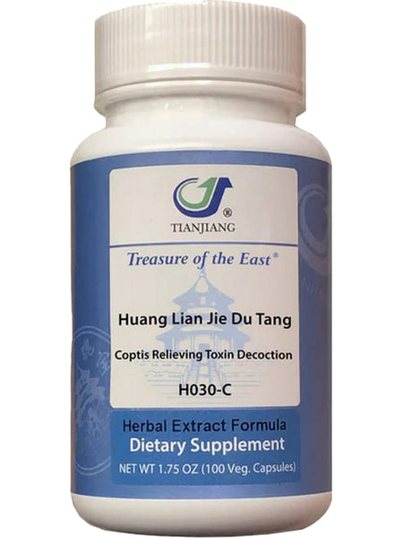 Treasure of the East, Huang Lian Jie Du Tang, Coptis Relieving Toxin Decoction, 100 Vegetarian Capsules