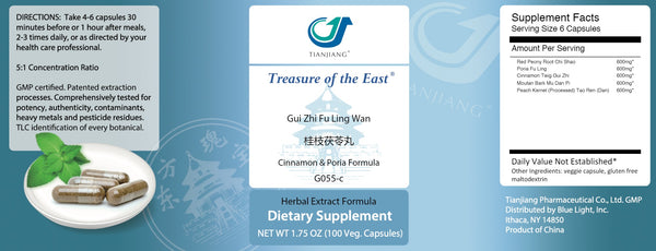 Treasure of the East, Gui Zhi Fu Ling Wan, Cinnamon & Poria Formula, 100 Vegetarian Capsules